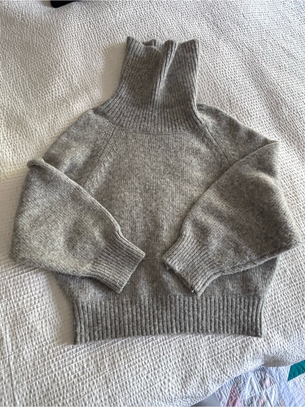 Gray Ribbed Turtleneck Sweater